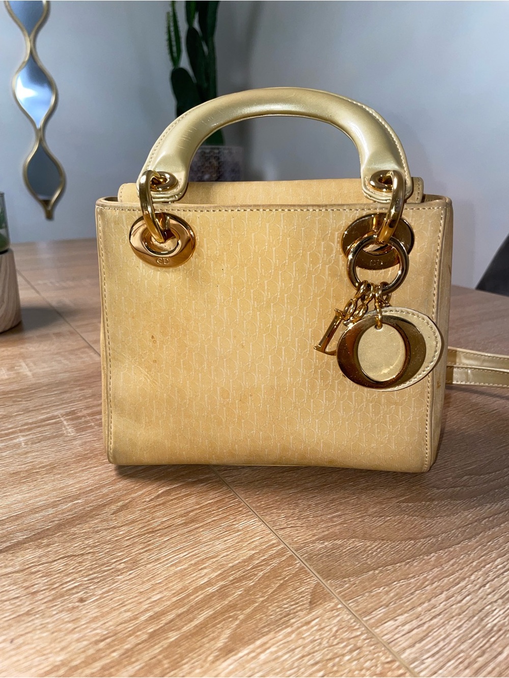 Vintage Dior Yellow Lady Dior Small Top-Handle Bag